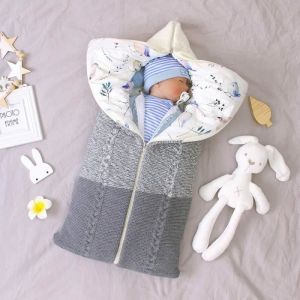 Gigoteuse Bébé Hiver 0-12 Mois Turbulette Bebe Coton Tricoté Unisexe Fille Garçon Zip Sac de Couchage pour Bambin Blanc