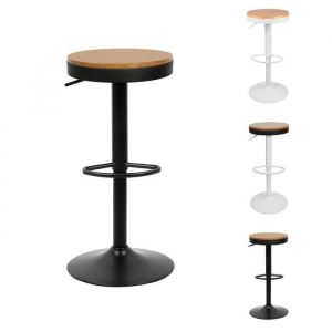 Tabouret de bar en bois massif - Lot de 2 - Noir - Style Scandinave - Moderne