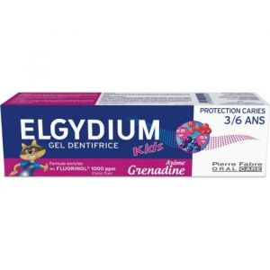 Dentifrice Gel Enfants - ELGYDIUM - Grenadine - 50ml - Protection Caries - 2 &agrave; 6 ans