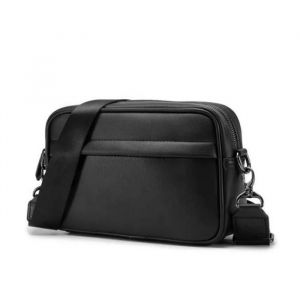 Sacoche Sports Outdoor p&ecirc;cheur Rangement- PU Cuir - Noir - Taille 25x17x8cm - Sac Banane Vintage  Id&eacute;al pour le Sport