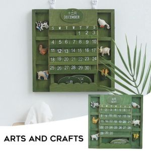 Calendrier mural en bois avec Bilingue calendrier perp&eacute;tuel carr&eacute; plan quotidien du planificateur dann&eacute;e d&eacute;coration murale