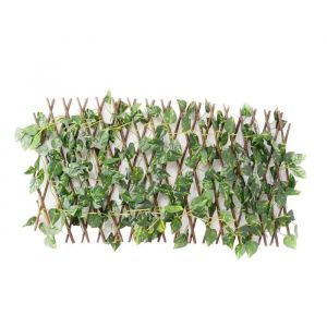 Clôture En Bois Extensible de Treillis de Criblage de Jardin avec Des Feuilles Artificielles de Lierre prerryia