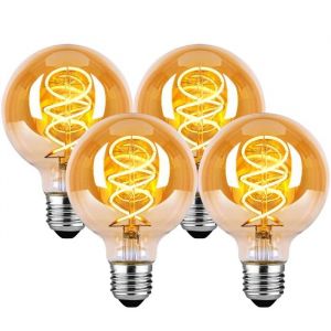 Ampoule LED E27 Vintage Dimmable G80 Blanc Chaud 2700K 360LM D&eacute;corative R&eacute;tro Antique - 4W Equivalent &agrave; Incandescente 40W Lot de 4