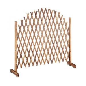 Relaxdays Treillis jardin en bois extensible 200 cm Clôture grillage pliable Plante grimpante Brise-vue balcon flambe