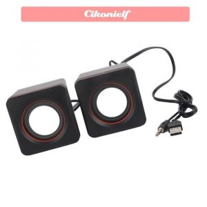 Cikonielf Enceinte USB Mini Cube Stéréo Pour PC Portable Haut-Parleur (Double Pistes)