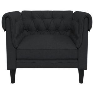 Fauteuil - MOTHINESSTO - Chesterfield - Noir - Tissu - Confortable