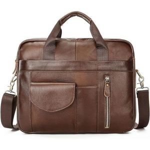 Sacoche Ordinateur 15.6 Pouces Porte Document Homme Cuir Marron