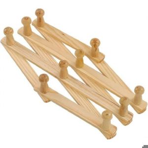 Porte-manteau mural en bois naturel extensible avec crochets pour chapeau et porte-manteau pliable en bois