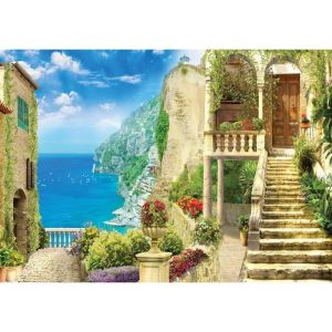 Papier Peint Photo INTISSÉ-(11418V2T) CÔTE AMALFI ITA-312x219cm-3 lés-Mural Poster Géant XXL-Mer Beach Mer Océan Nature Jungle