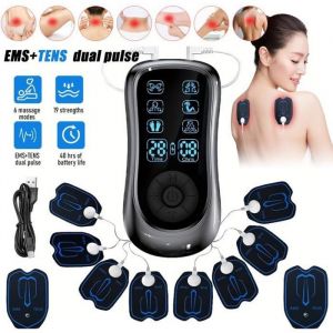 TENS EMS Electrostimulateur Musculaire,6 Programmes de Massage 19 Intensité Réglable avec 10 Electrodes