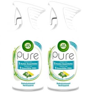 Lot de 2 Désodorisants Maison Aérosol Pure aux 5 Huiles Essentielles Parfum Fleur de Citronnier Rafraichissant - 250ml