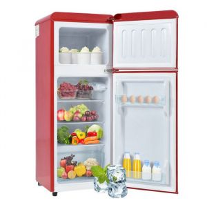 R&eacute;frig&eacute;rateur cong&eacute;lateur 92 litres 64L+28L r&eacute;frig&eacute;rateur &agrave; deux portes116 kWh/an -27&deg;C ~13&deg;C Frigo a &eacute;clairage LED rouge