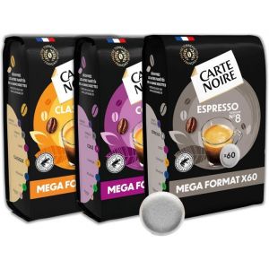 Café en Dosettes Souples Assortiment Classique N°5/Corsé N°7/Espresso N°8-Rainforest Alliance-3x60 Dosettes(180)Compatible Senseo
