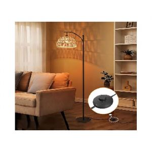 COSTWAY Lampadaire Salon Arc 160CM Abat-Jour Suspendu Incassable Interrupteur à PédaleStandard E27 (non incluses) pour Bureau
