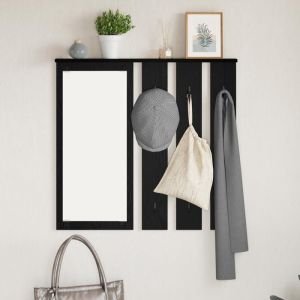 Moderne Porte-manteau mural - Portant &agrave; V&ecirc;tements avec &eacute;tag&egrave;re Montage mural avec miroir Ch&ecirc;ne noir 84 x 10 x 80 cm@FR(9826109)
