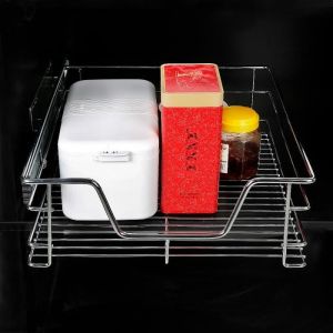 Panier Coulissants - M&eacute;tal chrom&eacute; - 50cm - Pour Placard ou Cabinet de Cuisine