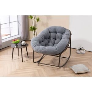 Fauteuil à Bascule dextérieur en Rotin Fauteuil Inclinable à Bascule à Coussin Rembourré dextérieur pour Porche Salon Jardin
