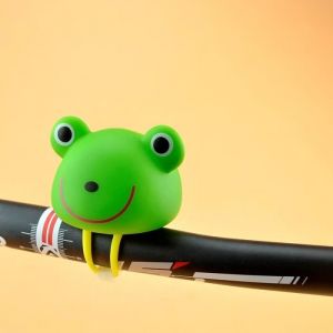 Fa&ccedil;on grenouille Mignon dessin anim&eacute; en caoutchouc doux v&eacute;lo cloche anneaux avec lumi&egrave;re vtt route alarme sonore v&eacute;lo moteur &eacute;quit