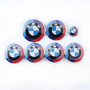 KIT 7 Badge LOGO Embleme BMW &Eacute;dition Limit&eacute;e Co-brand&eacute;e Capot 82mm+ Coffre 74mm +Volant + 4 X Cache Moyeu 68mm