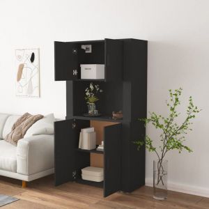 Bon plan Buffet bahut vaisselier - JILI HOT - Buffet haut Noir - Bois dingénierie - commode Salon/Cuisine Thome8165705
