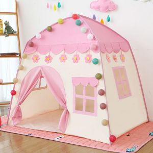 Tente jeu enfant ch&acirc;teau princesse - Portable &eacute;toiles brillantes int&eacute;rieur ext&eacute;rieur - Rose
