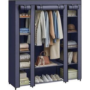 SONGMICS Armoire de Rangement en Tissu Penderie avec Housse Placard Garde-Robe 45 x 150 x 175 cm 12 Compartiments LSF003I02