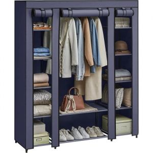 SONGMICS Armoire de Rangement en Tissu, Penderie avec Housse, Placard, Garde-Robe, 45 x 150 x 175 cm, 12 Compartiments, LSF003I02