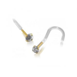 Piercing Nez Vis Or Jaune 14K Massif - Zircon Cubique CZ Blanc 25 mm &Eacute;clat Diamant - Luxe Discret
