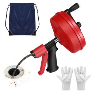 TTLIFE Deboucheur CanalisationFuret Deboucheur avec Adaptateur de PerceuseFlexible de 7M Serpent de D&eacute;bouchage Drain