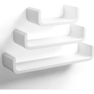 WOLTU Étagère murale cube en MDF pour livres-CD-DVD Étagère de bonsaï Étagère de mini-petit pot lot de 3Blanc