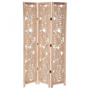 Paravent palm 3 pans cloison de séparation en bois clair de paulownia - Longueur 105 x Profondeur 1.65 x Hauteur 165 cm