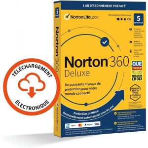 Norton™ 360 Deluxe 50GB 2022 5 Appareils  1 An dAbonnement  Secure VPN -Envoyé par mail