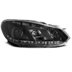Paire de feux phares avant Golf 6 08-12 Daylight DRL noir