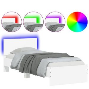 (34302)Cadre de lit - sans matelas - Lit adulte/enfant Moderne - avec lumières LED blanc 90x190 cm FR