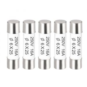 Fusible SOURCING MAP Cartouche Tube C&eacute;ramique 16A 250V 6x25mm Coupure Rapide pour Amplificateur Lampe &Eacute;conomie &Eacute;nergie Ballast 5pcs