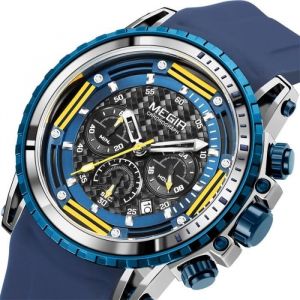 MEGIR montre étanche hommes chronographe calendrier militaire hommes horloge haut marque luxe caoutchouc sport montre hommes cadeau