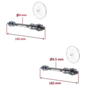 Axe de roue avant et arrière pour vélo - CYCLINGCOLORS - Diamètre 8mm et 95mm - Longueur 135mm et 165mm