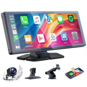 CAMPARK 10 Autoradio Carplay sans Fil écran tactile avec Caméra de recul 1080P pour Apple Carplay et Android Auto