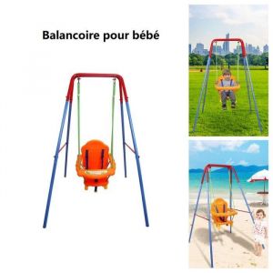 Balan&ccedil;oire avec portique pour enfants Willonin&reg; Si&egrave;ge B&eacute;b&eacute; avec dossier accoudoir et ceinture S&eacute;curit&eacute; Aire de Jeux stable