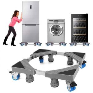 Base Lave Linge Ajustable Socle Machine a Laver avec 8 Roues et 4 Pieds Base Machine à Laver Charge 500kg 41x65x12cm