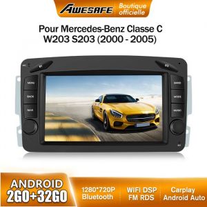 AWESAFE Autoradio Android 13 pour Mercedes Benz CLK W209 W203 W463 W208 2Go+32Go avec 7 Écran Android Auto Carplay