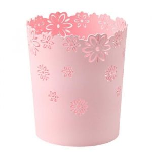 Poubelle en plastique de poubelle de papier pour le bureau de chambre à coucher 16 * 13 * 19cm - rose