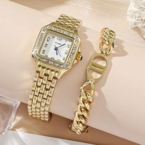 Montre Femme - Nouvelle Bracelet maille - Quartz - montre + bracelet (5 pièces) - Montre en Forme de Cœur