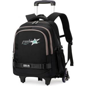 Sac à Dos à Roulette Garcon Grand Cartable Scolaire College avec 6 Roulettes pour Garçons Hommes Trolley Sacs à Dos Noir