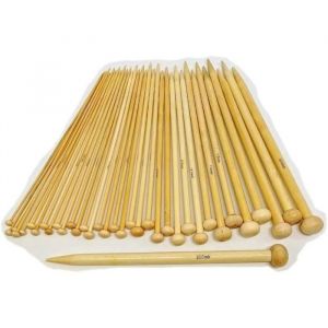 Ensemble de 32 Aiguilles &agrave; Tricoter en Bambou - 16 Paires d&rsquo;Aiguilles en Bois avec &Eacute;tui de Rangement Offer