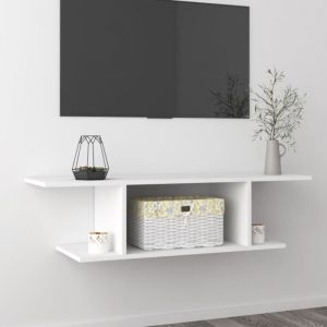 2635&bull;MEUBLE 2021 Meuble TV suspendu Armoire TV muraleBuffet HI-FI Armoire TV FRANCE Blanc 103x30x265 cm Meuble de salon103 x 30 x
