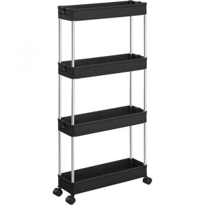 Desserte &agrave; roulettes Chariot de Rangement &Eacute;tag&egrave;re Roulante 4 Niveaux Gain de Place 40 x 135 x 86 cm [235]
