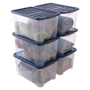Lot de 6 boites de rangement en plastique avec couvercle Sundis WAVE BOX 45L L.555 x l.39 x h.305 cm Transparent