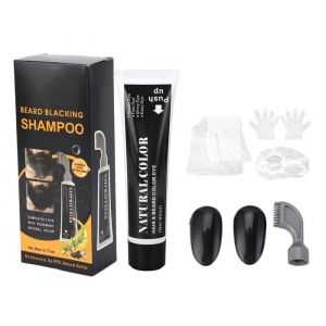 OMABETA colorant de barbe noire OMABETA colorant des hommes Colorant de la barbe pour hommes 80 ml de colorant noir hygiene masque
