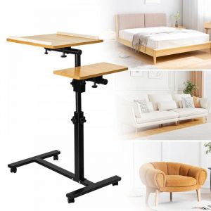 JEOBEST Table dAppoint Pliante Portable R&eacute;glable en Hauteur pour Ordinateur Portable Chambre Salon Lit (70 * 44 * 95 cm)